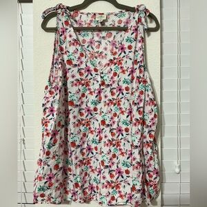 St. John's Bay Vibrant Floral Tie-Shoulder Tank Top